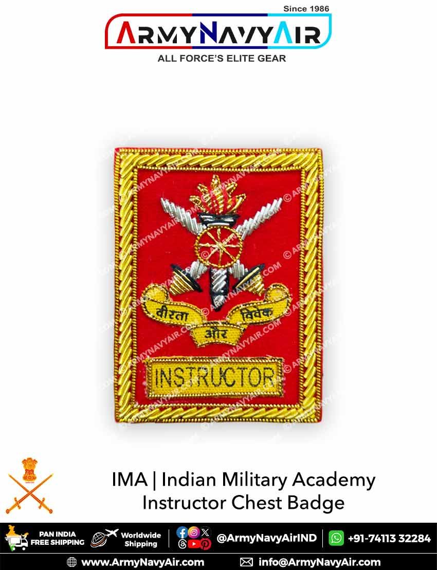 Buy IMA Instructor Zari Embroidery Chest Badge Handcrafted Online At