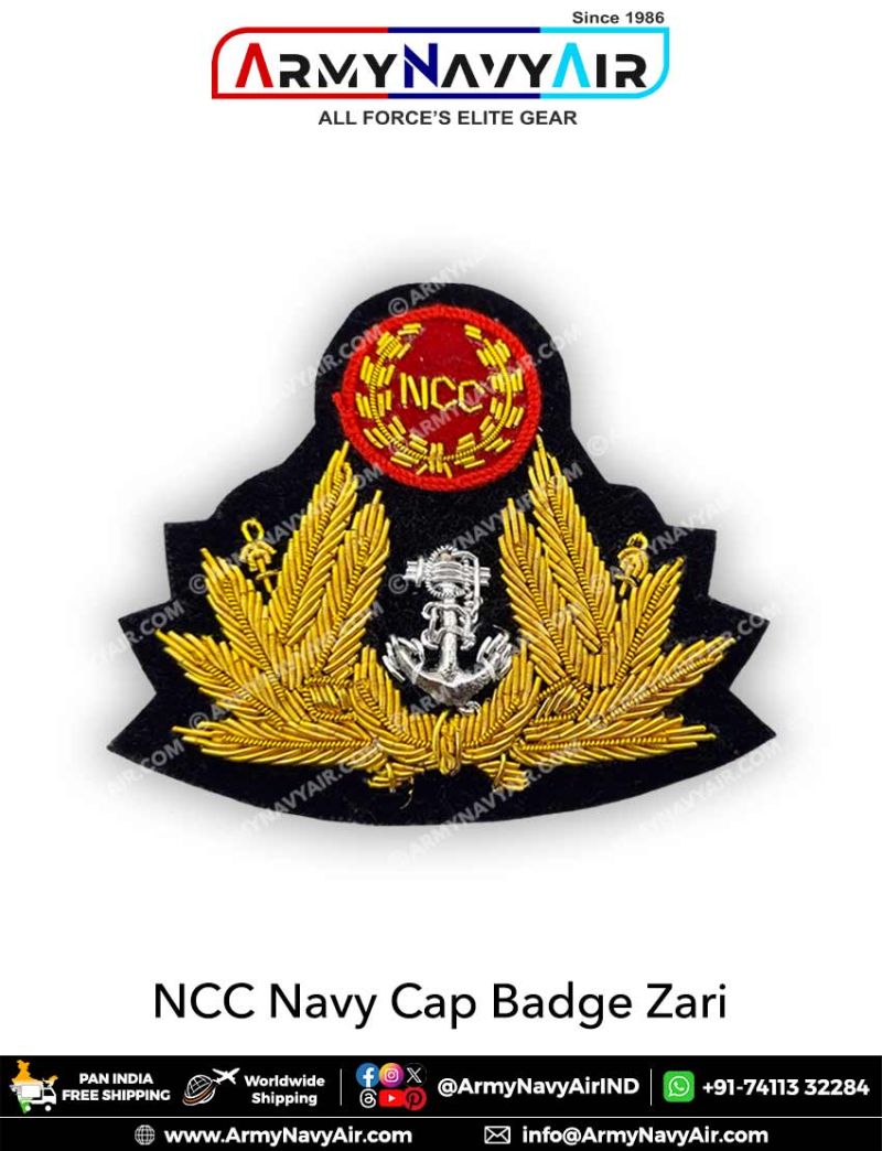 Buy NCC Navy Cap Badge Zari Embroidery Handcrafted Online At