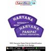 BSG Haryana District Shoulder Arm Badge with purple merrow border and white lettering available in digital printed and machine embroidered variants for Bharat Scouts and Guides district association uniforms sold in pairs