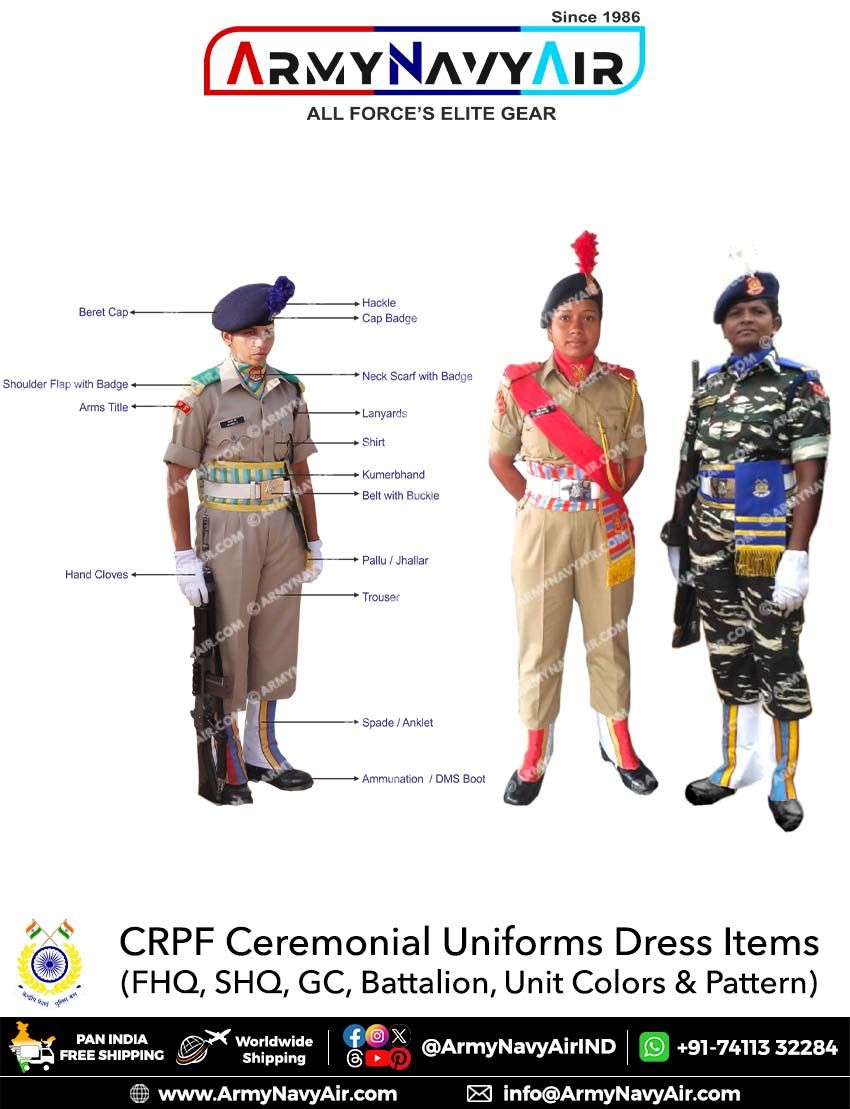 Buy Crpf Ceremonial Beret Cap Uniform Dress Items @armynavyair.com