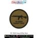 Round olive-drab tactical patch featuring the silhouette of the 1B1 INSAS assault rifle with black merrow border. Available in 3-inch and 4-inch sizes with Sewn-On, Pin & Velcro (Hook) backing.