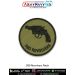 Round olive-drab patch showing a realistic .380 six-shot revolver silhouette with tactical detailing, designed for firearm enthusiasts, police personnel, and NCC cadets.