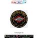66 Armoured Regiment Pride Patch premium round poly satin military fabric patch featuring stylised battle tank, red diamond formation symbol, black background, gold stars, gold lettering and gold circular border