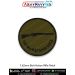 Round olive-drab tactical patch featuring the silhouette of a 7.62mm bolt-action rifle with a black merrow border. Available in 3-inch and 4-inch sizes with Sewn-On, Pin & Velcro (Hook) backing.