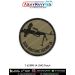 Round olive-drab tactical patch featuring the silhouette of the 7.62mm IA Light Machine Gun (LMG) with black merrow border. Available in 3-inch and 4-inch sizes with Sewn-On, Pin & Velcro (Hook) backing.