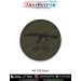 Round olive-drab patch showing the modern AK-105 assault rifle silhouette - compact barrel, tactical stock, and curved magazine - representing next-generation infantry weaponry.