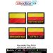 Karnataka Flag Patch with personalised name and blood group in Kannada and English, high-quality printed fabric patch with merrow border, H2 x W3 size, displayed in multiple customization styles from ArmyNavyAir