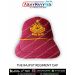 Indian Army Rajput Regiment maroon cap with detailed embroidered Rajput crest featuring crossed weapons, flames and Ashoka emblem on durable textured fabric, designed for soldiers, veterans, NCC cadets and military supporters.