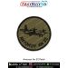 Round olive-drab tactical patch featuring the Antonov An-32 twin-engine transport aircraft silhouette with “ANTONOV AN 32” text and black merrow border. Available in 3-inch and 4-inch sizes with Sewn-On, Pin & Velcro (Hook) backing