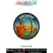 High quality Archery Patch showing a focused archer drawing a bow toward a target on a scenic background, printed on durable olive fabric with a reinforced merrow stitched border — ideal for archery clubs, competition kits, jackets, backpacks and collecto