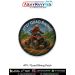 ATV Quad Biking Patch featuring a rider on a red all terrain vehicle speeding along a dirt trail with trees and sky in the background designed for off road bikers motorsport fans and adventure enthusiasts by ArmyNavyAir