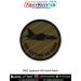 Round olive-drab tactical patch featuring the BAE Systems HS Hawk jet trainer silhouette in black with “BAE SYSTEMS HS HAWK” text and merrow border. Available in 3-inch and 4-inch sizes with Sewn-On, Pin & Velcro (Hook) backing.