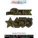 Set of digital printed patches featuring the Beretta 92 Pistol in multiple shapes – round, rectangle, shield, pentagon, and star – on olive drab background with black firearm silhouette and bold text “BERETTA 92 PISTOL”.