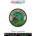 Billiards Snooker Patch featuring a player taking a cue shot on a green table under a hanging lamp designed for snooker players billiards fans sports enthusiasts and patch collectors by ArmyNavyAir