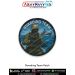 Billiards Snooker Patch featuring a player taking a cue shot on a green table under a hanging lamp designed for snooker players billiards fans sports enthusiasts and patch collectors by ArmyNavyAir