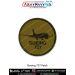 Olive-drab circular patch featuring the Boeing 737 twin-engine jet silhouette with “BOEING 737” text and black merrow border. Available in 3-inch and 4-inch sizes with Sewn-On, Pin & Velcro (Hook) backing.