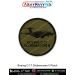 Olive-drab tactical patch featuring the Boeing C-17 Globemaster III aircraft silhouette with “BOEING C-17 GLOBEMASTER III” text and black merrow border. Available in 3-inch and 4-inch sizes with Sewn-On, Pin & Velcro (Hook) backing.