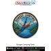 High detail Bungee Jumping Patch showing a jumper diving downward with scenic mountains, river landscape and sky backdrop, printed fabric texture with strong merrow stitched border ideal for jackets, backpacks, travel gear and adventure sport collections