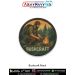Bushcraft Patch showing a woodsman kneeling and starting a campfire in a forest with trees and wilderness background designed for trekkers campers outdoor lovers and adventure patch collectors by ArmyNavyAir