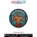 High detail Calisthenics Patch showing an athlete performing a pull up on a bar with muscular definition, blue workout background, premium printed fabric texture and merrow stitched border suitable for gym bags, jackets, fitness gear and strength training