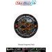Premium round Disaster Response fabric patch featuring emergency rescue personnel carrying an injured survivor through collapsed buildings, search and rescue teams operating in earthquake rubble, a rescue helicopter performing aerial evacuation, emergency