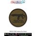 Olive tactical embroidered patch featuring DRDO CQB Carbine silhouette with text "DRDO CQB CARBINE GUN" - collectible Indian weapon patch by ArmyNavyAir.