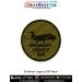Round olive-drab patch featuring the Embraer Legacy 600 executive jet silhouette with black merrow border. Available in 3-inch and 4-inch sizes with Sewn-On, Pin & Velcro (Hook) backing.