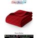 A neatly folded red fleece blanket displayed on a clean white background showing its soft lightweight fabric and smooth texture ideal for home use travel hostels and everyday warmth from ArmyNavyAir