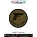 Olive embroidered round patch displaying Glock 17 pistol silhouette and text “Glock 17 Pistol” - tactical collectible patch by ArmyNavyAir.
