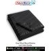 A neatly folded grey woollen blend blanket with a smooth black satin border showing its soft heavy weight texture durable finish and premium quality suitable for home use hostels travel and everyday bedding needs from ArmyNavyAir