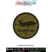Round olive-drab patch featuring the Gulfstream III executive jet silhouette with black merrow edge. Available in 3-inch and 4-inch sizes with Sewn-On, Pin & Velcro (Hook) backing.