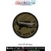 Round olive-drab patch featuring the HAL HTT 40 trainer aircraft silhouette with black merrow border. Available in 3-inch and 4-inch sizes with Sewn-On, Pin & Velcro (Hook) backing.