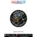 Highway Patrol premium fabric patch featuring a highway patrol officer assisting a stranded motorist beside a patrol vehicle with the motto Safe Roads Safe Lives and a black merrow border.