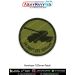 High quality Howitzer 105 mm Patch featuring the silhouette of a 105 mm field howitzer gun-carriage on an olive green background with a black merrow-stitched border designed for military patch collectors, artillery enthusiasts, bikers and tactical gear cu