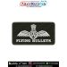 IAF Flying Bullets Patch featuring the Indian Air Force wings emblem and FLYING BULLETS designation associated with No. 18 Squadron, displayed on military green fabric with a stitched merrow border for flying suits, flight overalls, uniforms, jackets, avi