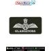 IAF Gladiators Patch featuring the Indian Air Force wings emblem and GLADIATORS designation associated with No. 125 Helicopter Squadron, displayed on military green printed fabric with a stitched merrow border for flying suits, flight overalls, uniforms,