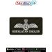 IAF Himalayan Eagles Patch featuring the Indian Air Force wings emblem and HIMALAYAN EAGLES squadron title on premium digital printed fabric with olive green merrow border, designed as an Indian Air Force squadron and unit identification patch associated