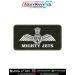 IAF Mighty Jets Patch featuring the Indian Air Force wings emblem and MIGHTY JETS squadron title on premium digital printed fabric with an olive green merrow border, representing No. 44 Squadron Indian Air Force and its strategic airlift heritage with AN-