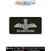 IAF Scorpions Patch featuring the Indian Air Force wings emblem and SCORPIONS squadron title on premium digital printed fabric with olive green merrow border, designed as an Indian Air Force squadron and unit identification patch for flying overalls, flig