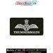 IAF Thunderbolts Patch featuring the Indian Air Force wings emblem and THUNDERBOLTS formation aerobatic team title on premium digital printed fabric with olive green merrow border, representing the historic IAF aerobatic team associated with No. 20 Squadr