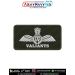 IAF Valiants Patch featuring the Indian Air Force wings emblem and VALIANTS squadron title on premium digital printed fabric with an olive green merrow border, representing No. 221 Squadron Indian Air Force and its historic fighter aviation heritage, suit