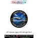 Indian Air Force Embraer Legacy 600 Heritage Patch featuring a detailed illustration of the Embraer Legacy 600 executive transport aircraft flying above scenic mountains and coastline with the slogan "Serving with Excellence". Premium round fabric militar