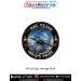 Indian Air Force HAL Tejas Heritage Patch featuring a detailed illustration of the HAL Tejas Light Combat Aircraft flying above mountain ranges with the slogan "India's Pride". Premium round fabric military aviation collector patch for Air Force personnel