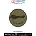 An olive green military patch featuring the silhouette of the IAI Harop loitering munition drone with a reinforced merrow border designed for UAV enthusiasts defence collectors drone operators trekkers bikers and tactical gear users.