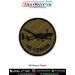 Round olive-drab patch showing the IAI Heron unmanned aerial vehicle (UAV) silhouette with a black merrow border. Available in 3-inch and 4-inch sizes with Sewn-On, Pin & Velcro (Hook) backing.