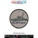 INS Batti Malv Patch displaying a precise printed silhouette of the INS Batti Malv patrol vessel on a round fabric patch with merrow border - suitable for jackets, backpacks, caps, biker vests, and naval collectors