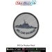 INS Car Nicobar Patch featuring a detailed illustration of the Car Nicobar-class patrol vessel printed on a round fabric patch with merrow border - suitable for jackets, backpacks, caps, biker vests, NCC kits, and naval memorabilia collectors