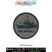 High quality INS Dhiraj Patch featuring a detailed digital printed illustration of the Indian Navy patrol vessel INS Dhiraj with a grey maritime background stitched on premium fabric with a merrow border suitable for uniforms jackets backpacks biker gear