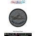 High quality INS Dhiraj Patch featuring a detailed digital printed illustration of the Indian Navy patrol vessel INS Dhiraj with a grey maritime background stitched on premium fabric with a merrow border suitable for uniforms jackets backpacks biker gear
