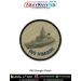 High quality INS Dhiraj Patch featuring a detailed digital printed illustration of the Indian Navy patrol vessel INS Dhiraj with a grey maritime background stitched on premium fabric with a merrow border suitable for uniforms jackets backpacks biker gear
